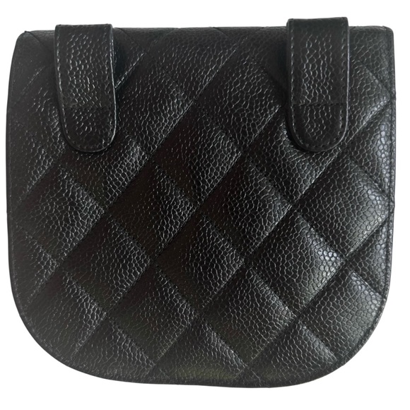 CHANEL Black Quilted Caviar Leather Mini Belt Crossbody Shoulder Bag Vintage 90s - Picture 3 of 16